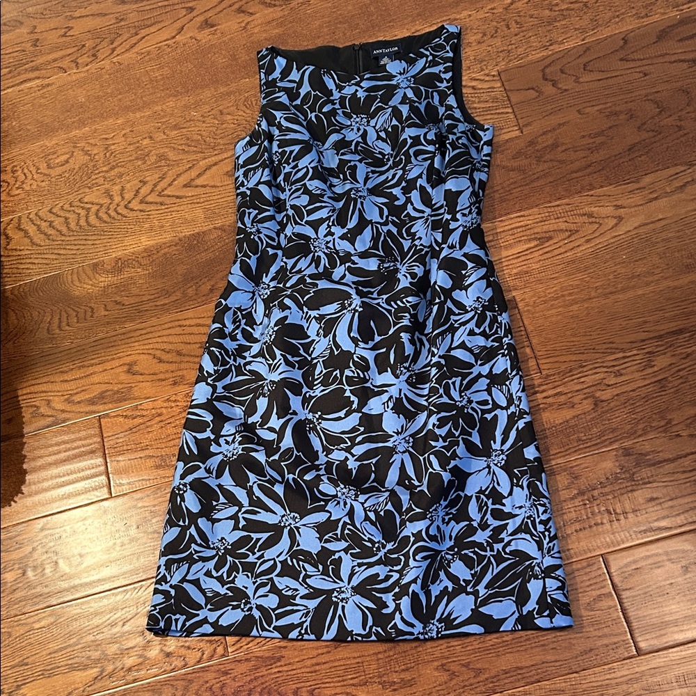 Ann Taylor Black and Blue Floral Dress